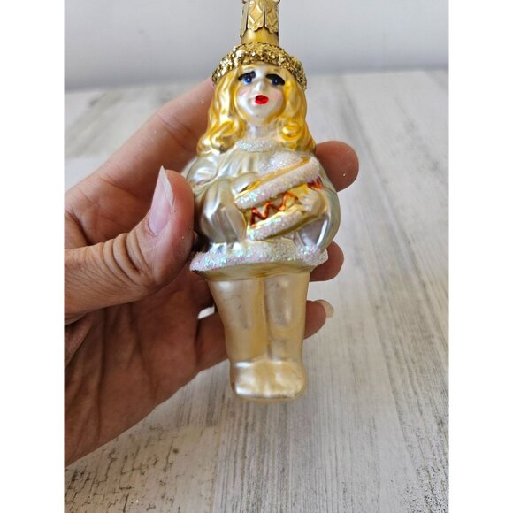 Inge glas girl drum musical Angel Gold Glass ornament Xmas tree - Picture 6 of 7